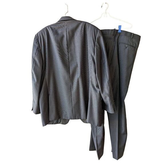 Calvin Klein Men's Gray 2 Piece Set Pinstripe Wool Jacket & Pant Suit Size 43R - Picture 2 of 8